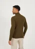 Brave Soul Khaki Zip Through Funnel Neck Knit Cardigan - Large Image 2