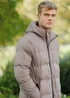 Brave Soul Taupe Longline Padded Hooded Jacket - XL Image 2