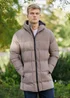 Brave Soul Taupe Longline Padded Hooded Jacket - XL Image 1