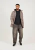 Brave Soul Taupe Longline Padded Hooded Jacket - XL Image 6