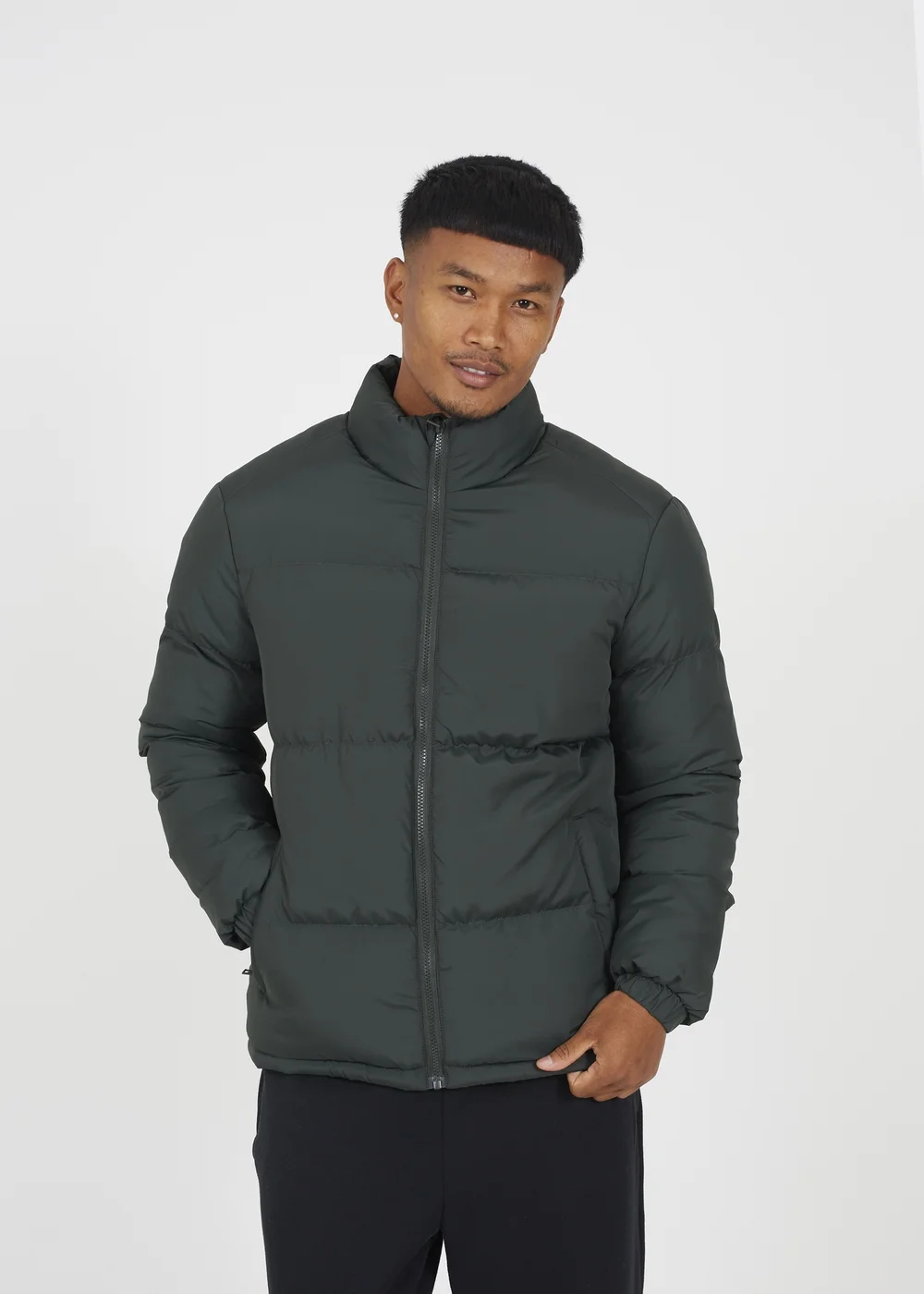 Brave Soul Khaki Funnel Neck Padded Jacket - 2XL Image 1