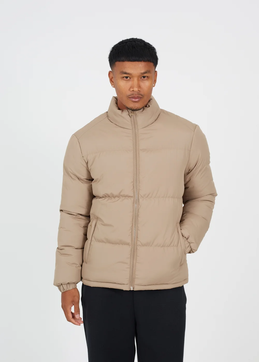 Brave Soul Stone Funnel Neck Padded Jacket - L Image 1