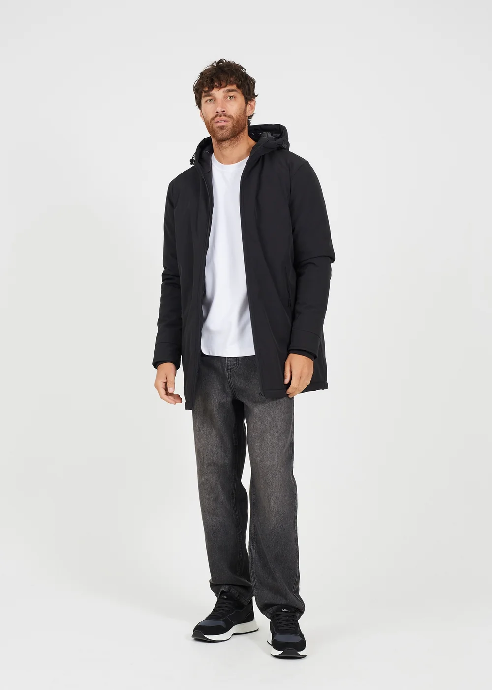 Brave Soul Black Quilted Soft Shell Hooded Parka Jacket - S Image 4