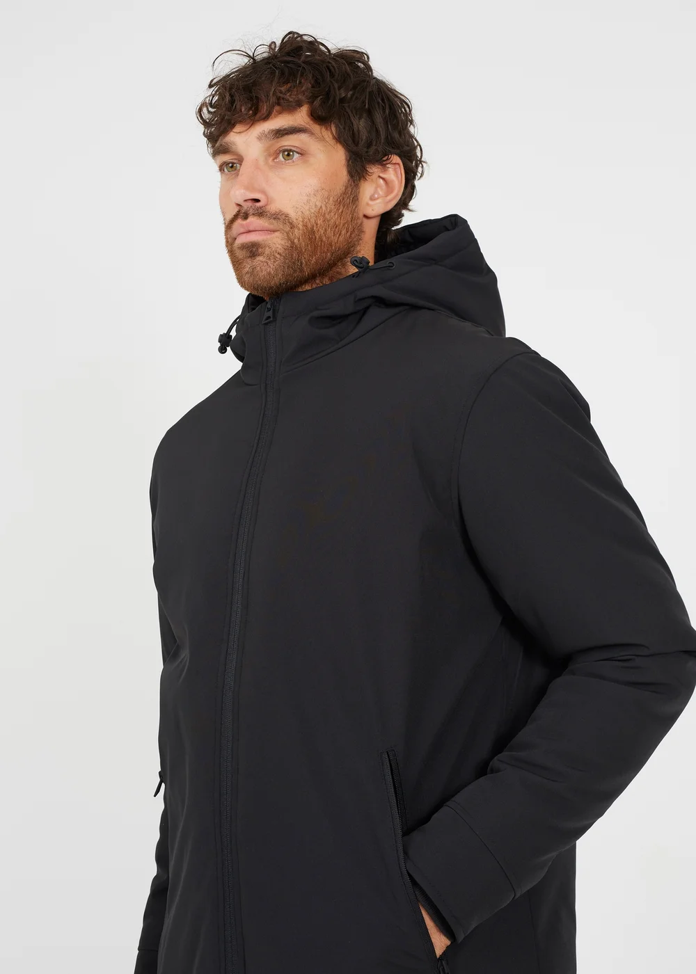 Brave Soul Black Quilted Soft Shell Hooded Parka Jacket - S Image 3