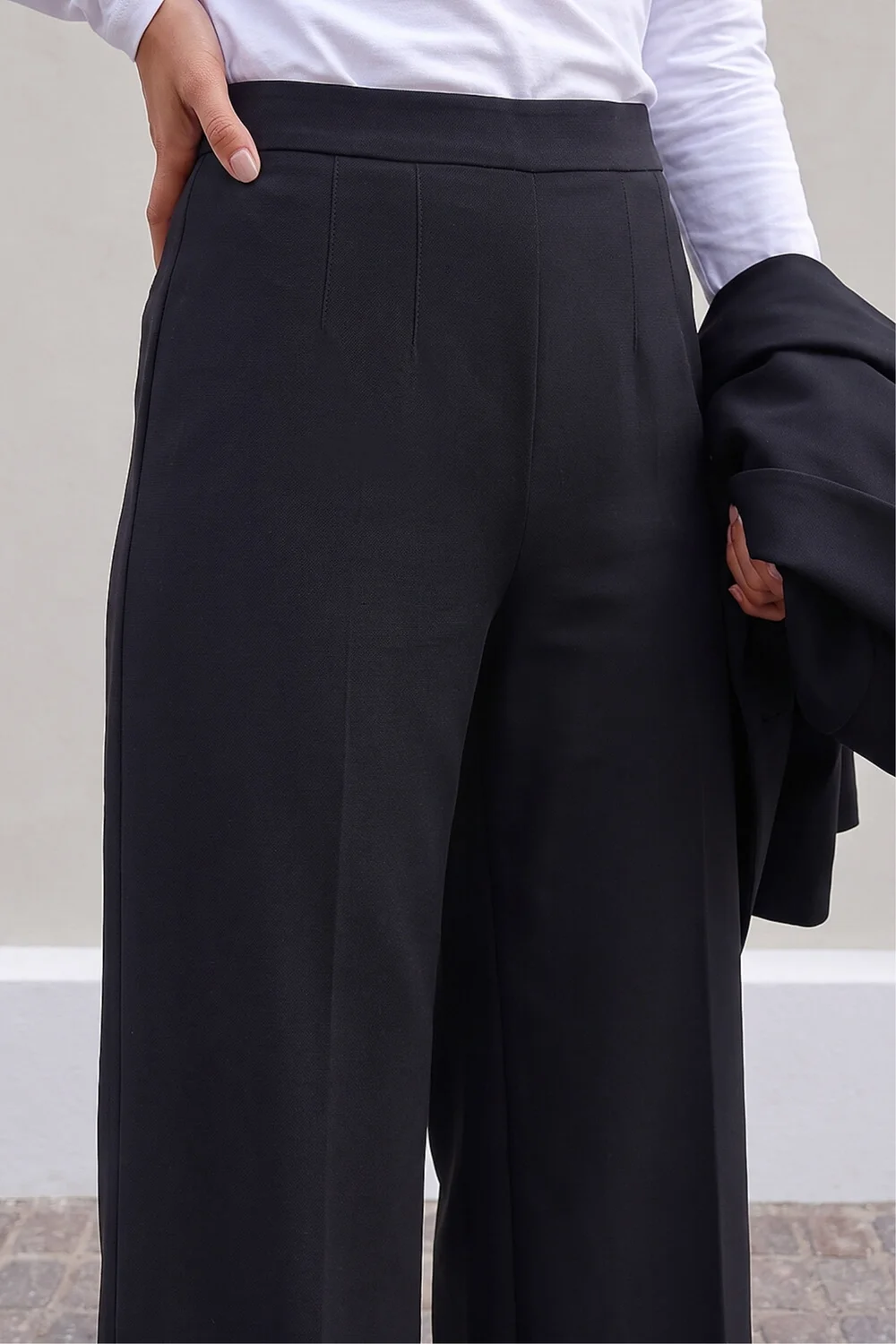 Roman Black Petite Wide Leg Ponte Stretch Trouser - 18 Image 4