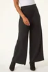 Roman Black Petite Wide Leg Ponte Stretch Trouser - 18 Image 1