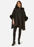 Yumi Black Cape With Luxe Fur Trim And Lining - Small/Medium Image 1