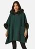 Yumi Green Cape With Luxe Fur Trim And Lining - Medium/Large Image 2