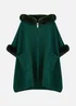Yumi Green Cape With Luxe Fur Trim And Lining - Medium/Large Image 3