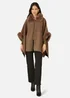Yumi Brown Cape With Luxe Fur Trim And Lining - Medium/Large Image 1