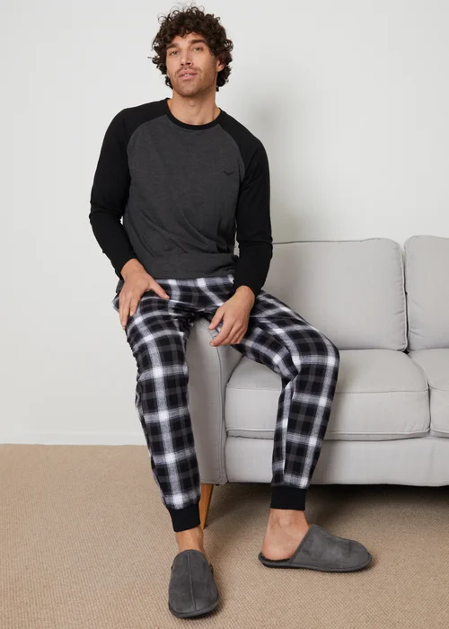Threadbare Charcoal Cotton Blend Check Pyjama Set - 2XL Image 3