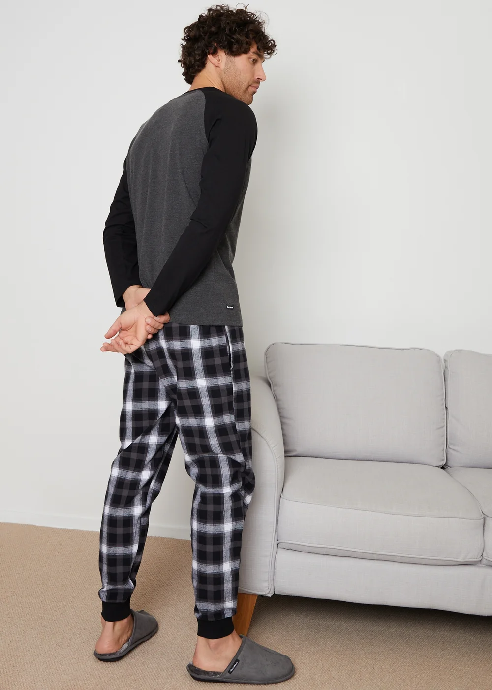 Threadbare Charcoal Cotton Blend Check Pyjama Set - 2XL Image 2