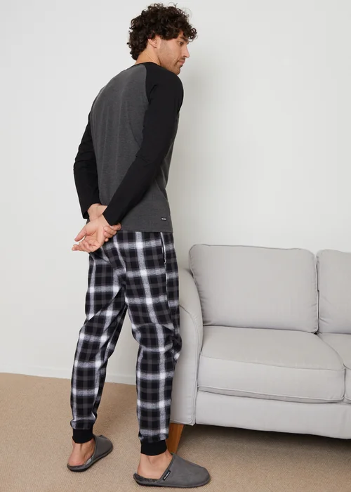 Threadbare Charcoal Cotton Blend Check Pyjama Set - 2XL Image 2