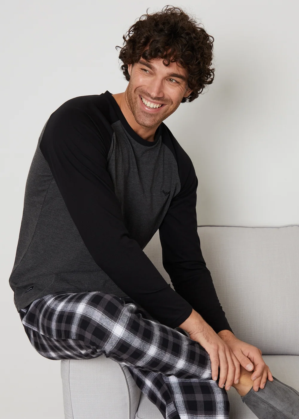 Threadbare Charcoal Cotton Blend Check Pyjama Set - 2XL Image 1