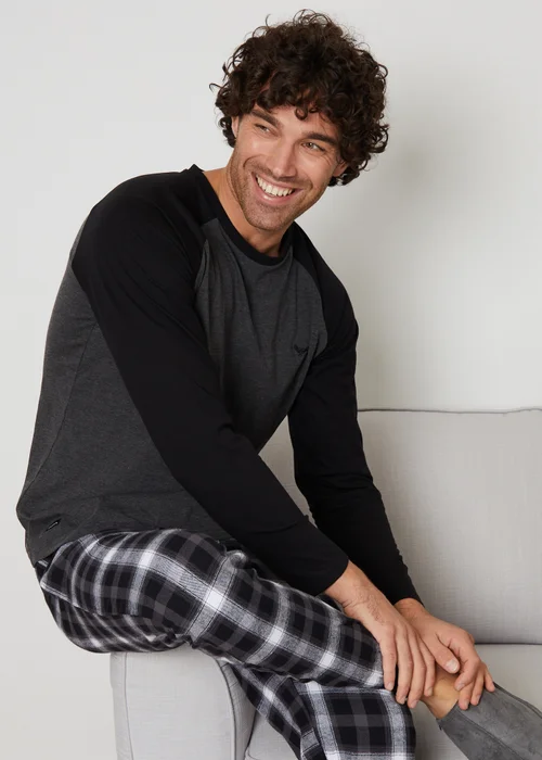 Threadbare Charcoal Cotton Blend Check Pyjama Set - 2XL Image 1