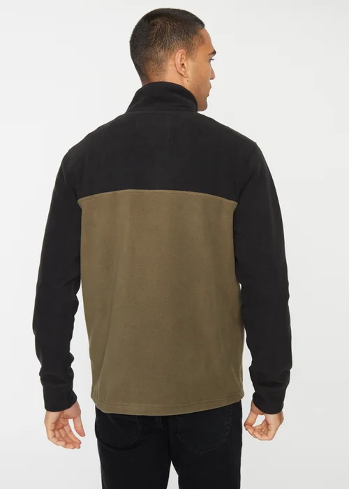 Threadbare Black Two Tone Quarter Zip Fleece Jumper - L Image 2