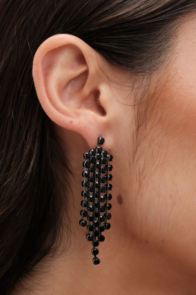 Jon Richard Hematite Plated Jet Waterfall Earrings