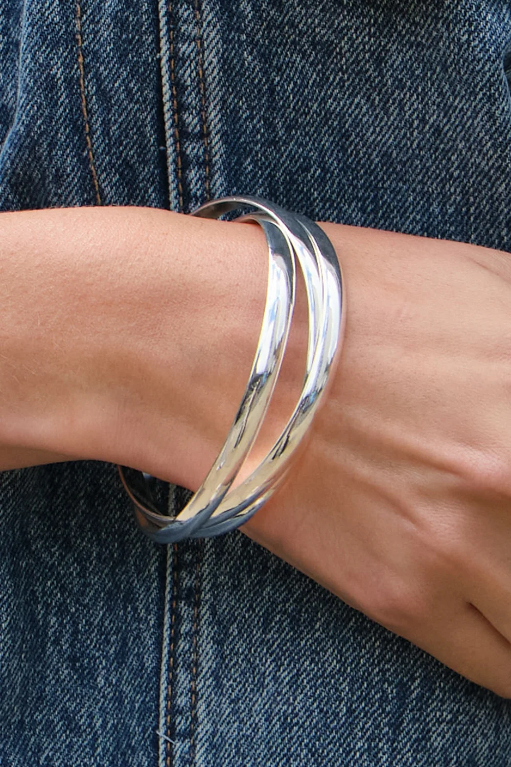 Jon Richard Silver Plated Interlock Bangles - One Size Image 2