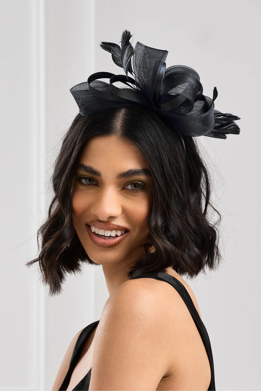 Jon Richard Black Medium Fascinator Headband - One Size Image 2