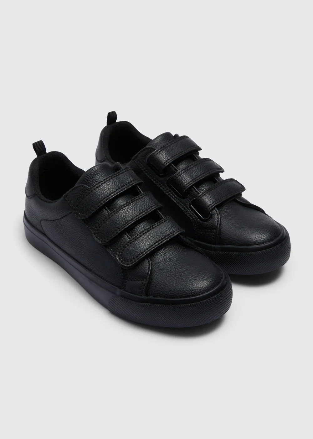Boys Black Triple Strap Faux Leather School Shoes (Younger 10-Older 6) - Size 10 Infants Image 1