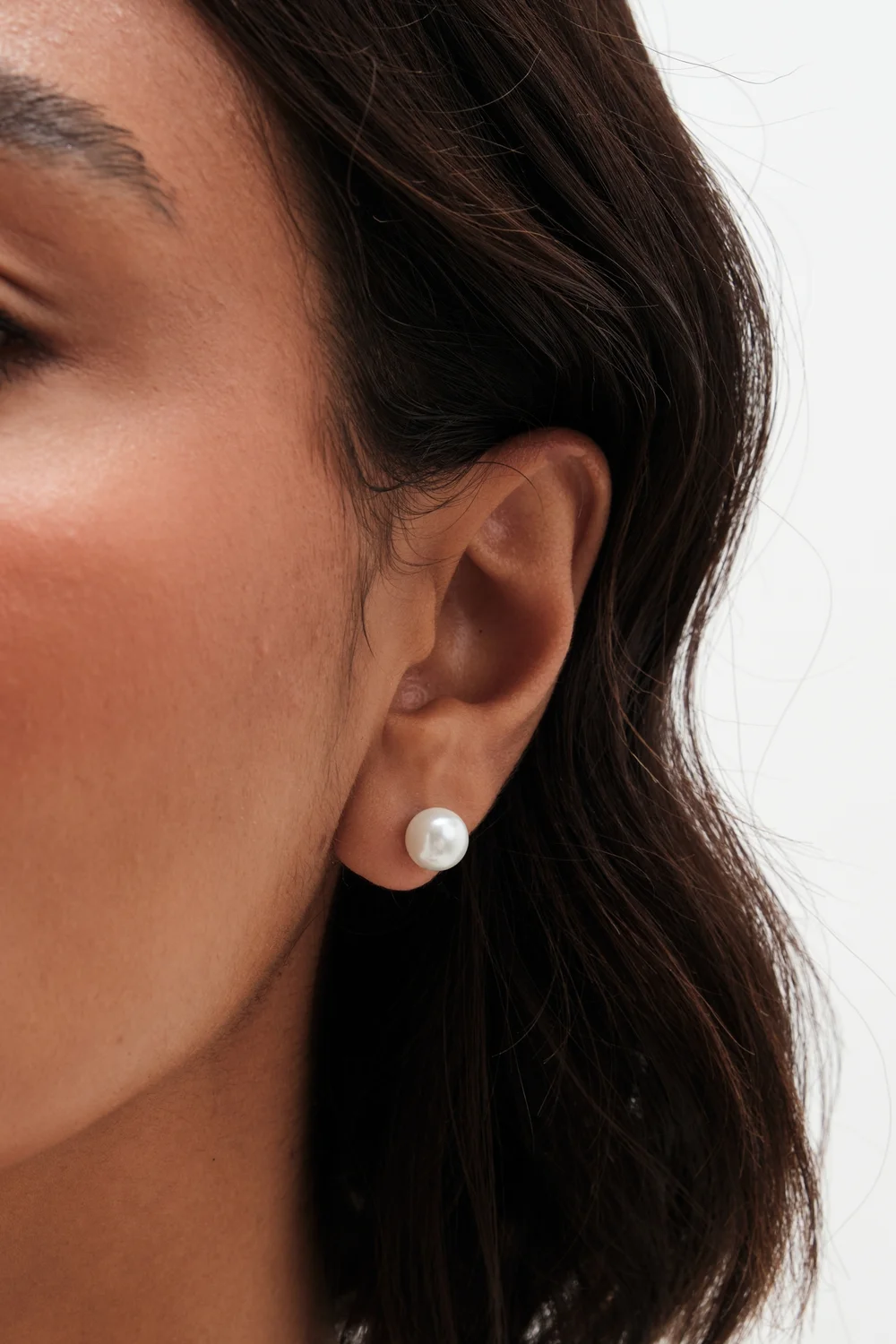 Sterling Silver 925 Pearl Stud 8mm Earrings - One Size Image 2