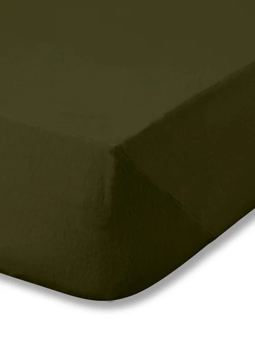 Catherine Lansfield Brushed Cotton Fitted Sheet Green - Fitted Single Image 3