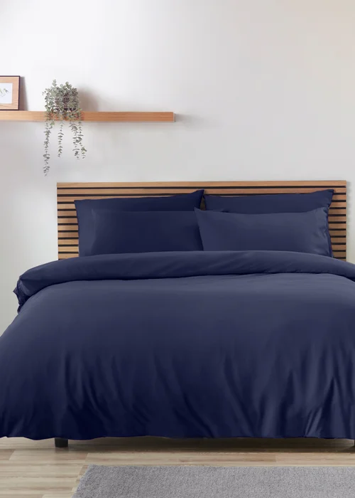 Catherine Lansfield Navy So Soft Non-Iron Duvet Cover Set - Double Image 1