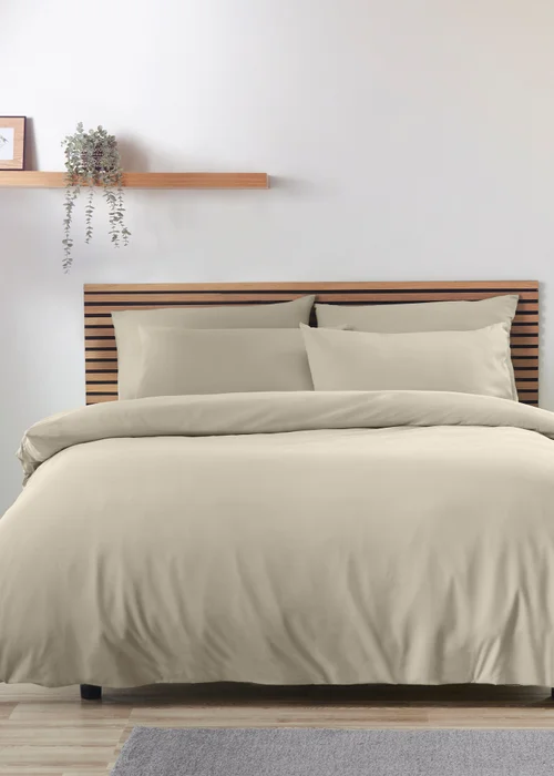 Catherine Lansfield Natural So Soft Non-Iron Duvet Cover Set - Single Image 1
