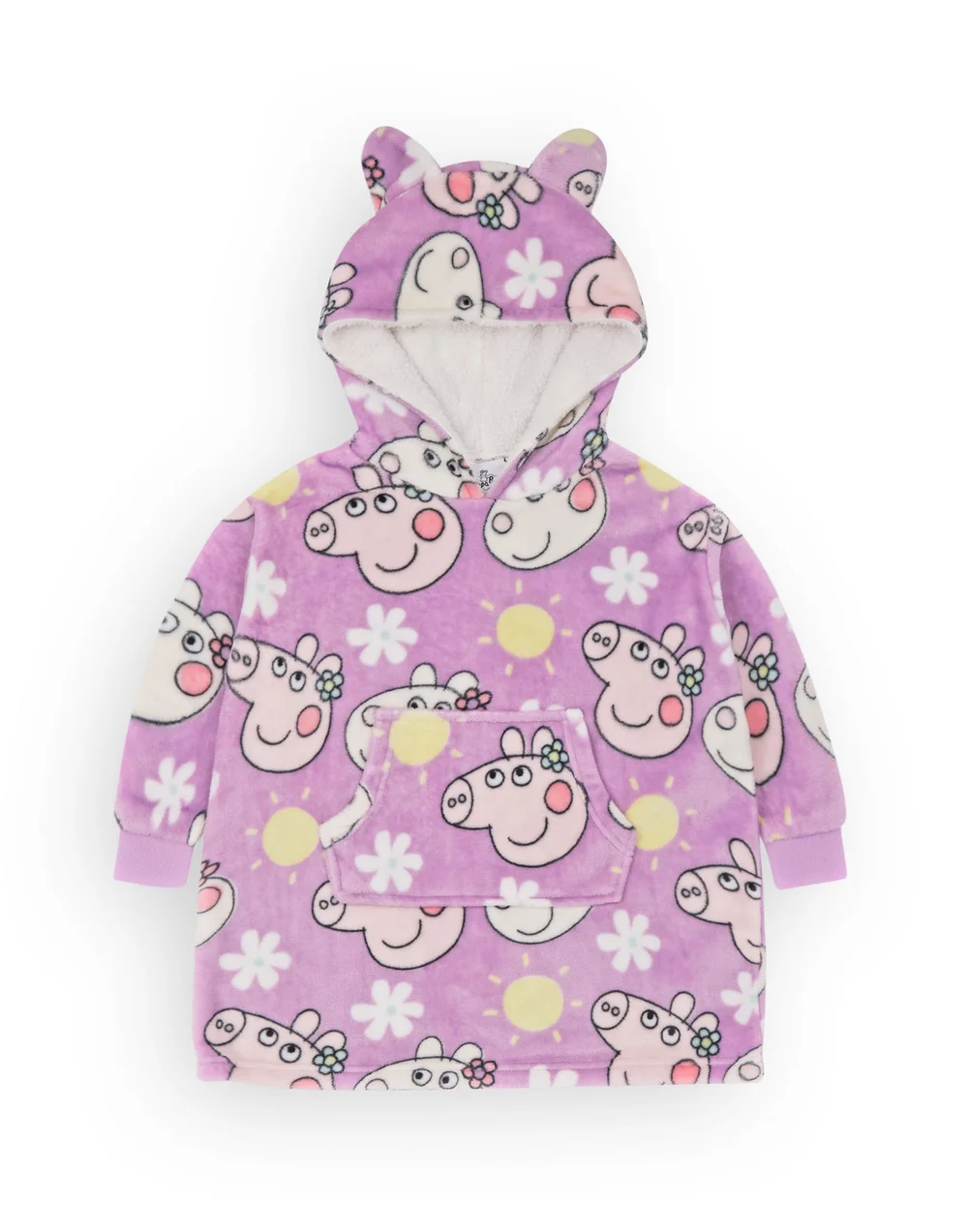 Peppa Pig Girls Purple Scattered Print Blanket Hoodie - One Size Image 1
