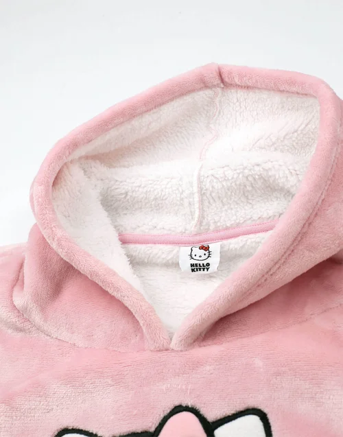 Hello Kitty Pink Character Face Blanket Hoodie - One Size Image 4