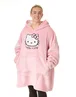 Hello Kitty Pink Character Face Blanket Hoodie - One Size Image 1