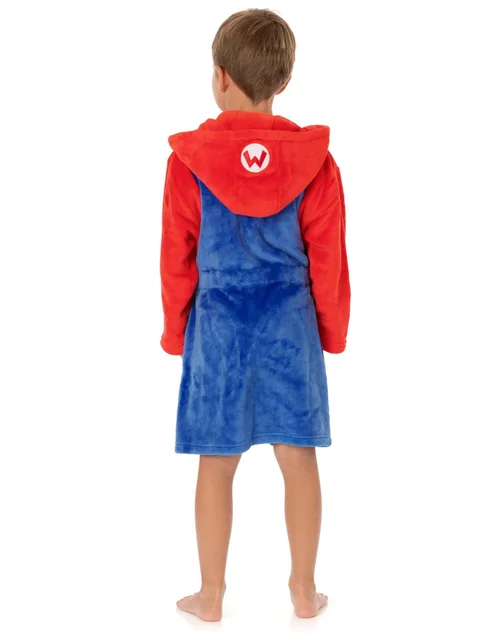 Vanilla Underground Nintendo Super Mario Boys Blue Dress-Up Hooded Bathrobe (3 - 14 Years) - Age 9-10 Years Image 3