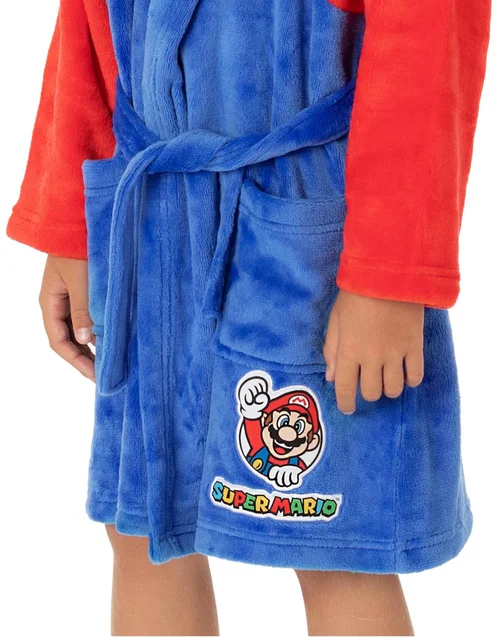 Vanilla Underground Nintendo Super Mario Boys Blue Dress-Up Hooded Bathrobe (3 - 14 Years) - Age 9-10 Years Image 4