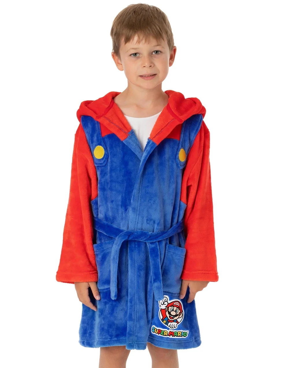 Vanilla Underground Nintendo Super Mario Boys Blue Dress-Up Hooded Bathrobe (3 - 14 Years) - Age 9-10 Years Image 2