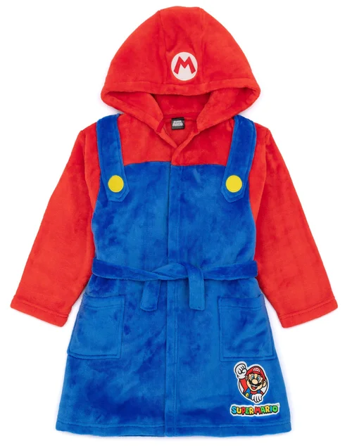 Vanilla Underground Nintendo Super Mario Boys Blue Dress-Up Hooded Bathrobe (3 - 14 Years) - Age 9-10 Years Image 1