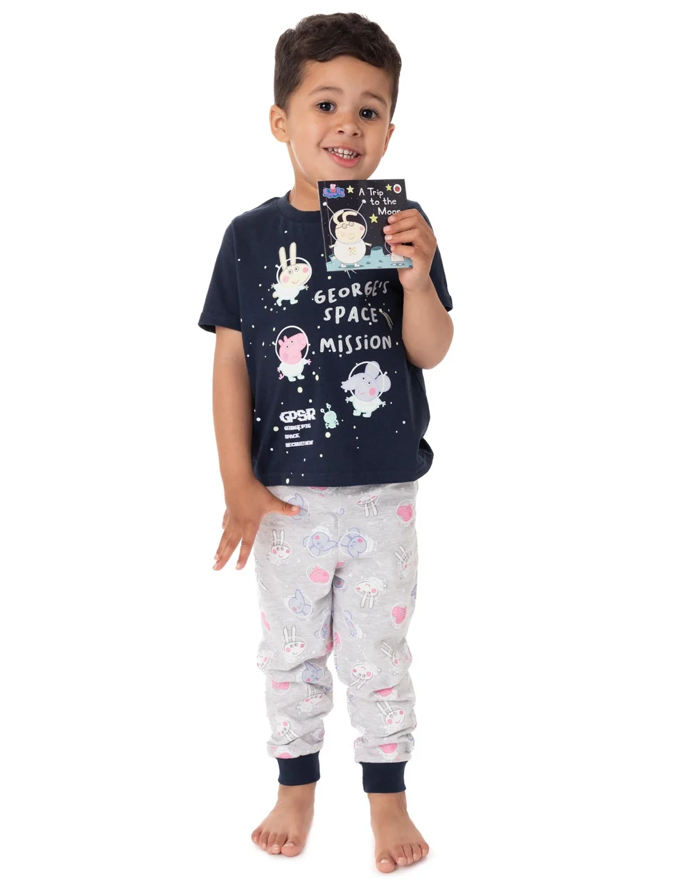 Peppa Pig Boys Blue George's Space Mission Print Pyjama Set (18 Months - 5 Years) - Age 18 - 24 months Image 1