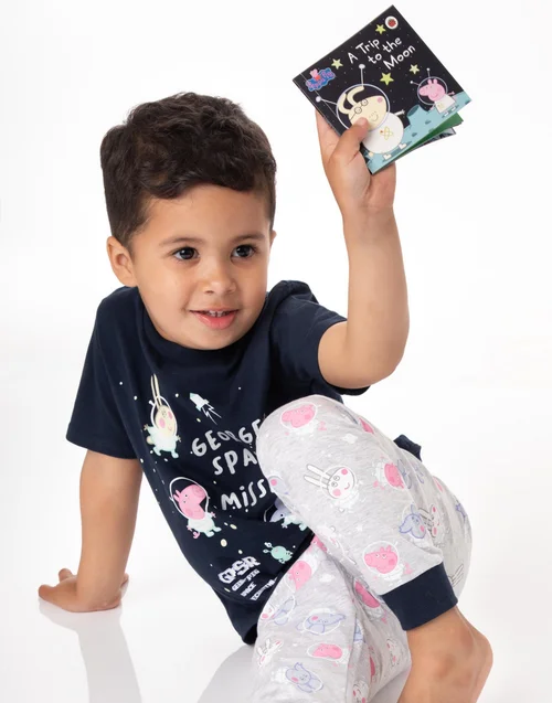 Peppa Pig Boys Blue George's Space Mission Print Pyjama Set (18 Months - 5 Years) - Age 18 - 24 months Image 4