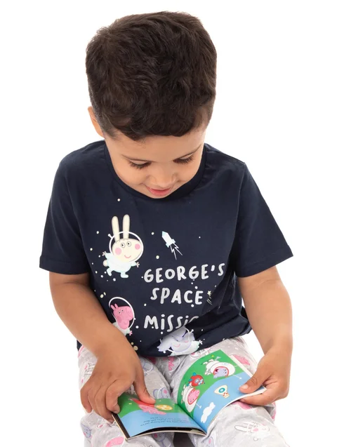 Peppa Pig Boys Blue George's Space Mission Print Pyjama Set (18 Months - 5 Years) - Age 18 - 24 months Image 3