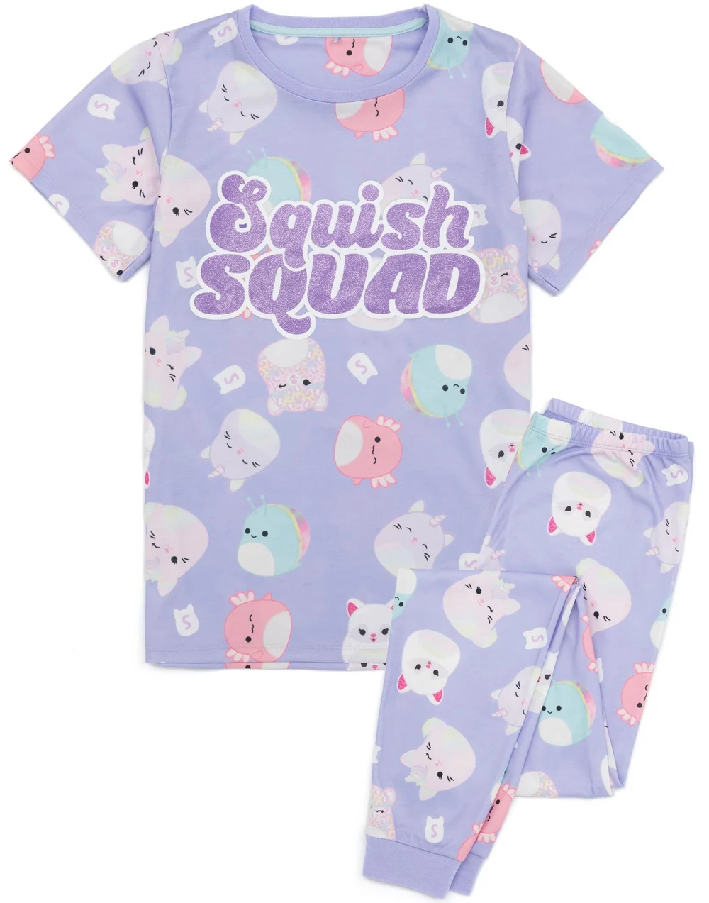 Squishmallows Kids Purple Short Sleeve Long Leg Pyjama Set (5 - 14 Years) - Age 10-11 Years Image 1