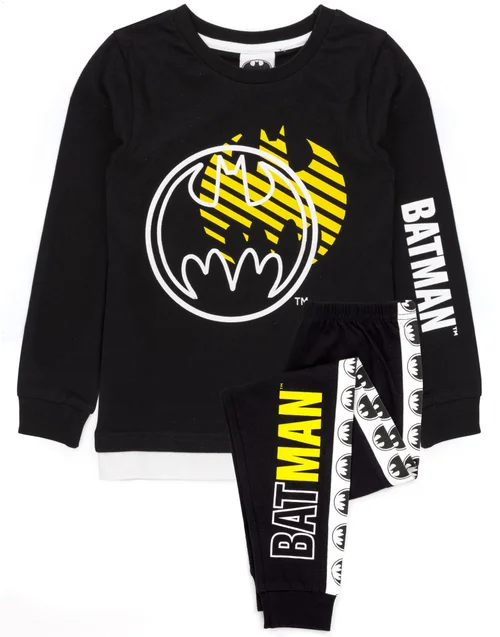 Vanilla Underground DC Comics Boys Black Stylised Batman Logo Pyjama Set (3 - 14 Years) - Age 5-6 Years Image 1
