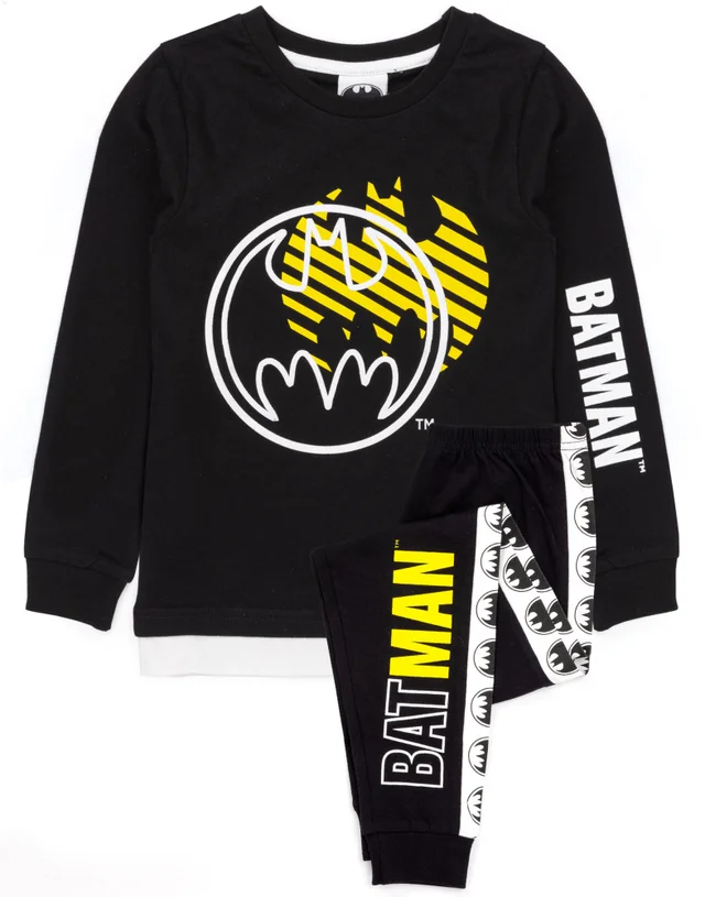 Vanilla Underground DC Comics Boys Black Stylised Batman Logo Pyjama Set (3 - 14 Years)