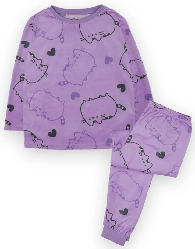 Vanilla Underground Pusheen Girls Purple All Over Print Pyjama Set (9 - 14 Years)