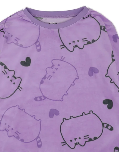 Vanilla Underground Pusheen Girls Purple All Over Print Pyjama Set (9 - 14 Years) - 098 Image 4