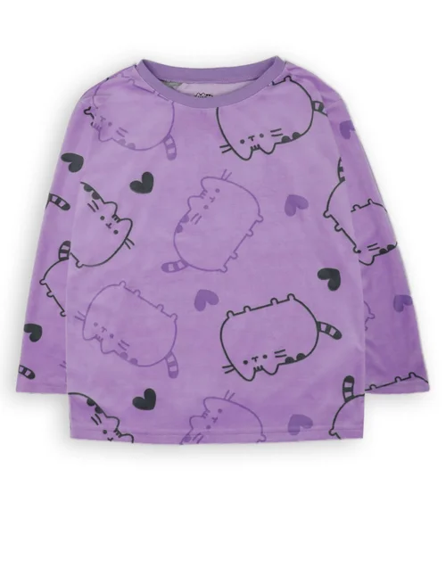 Vanilla Underground Pusheen Girls Purple All Over Print Pyjama Set (9 - 14 Years) - 098 Image 3
