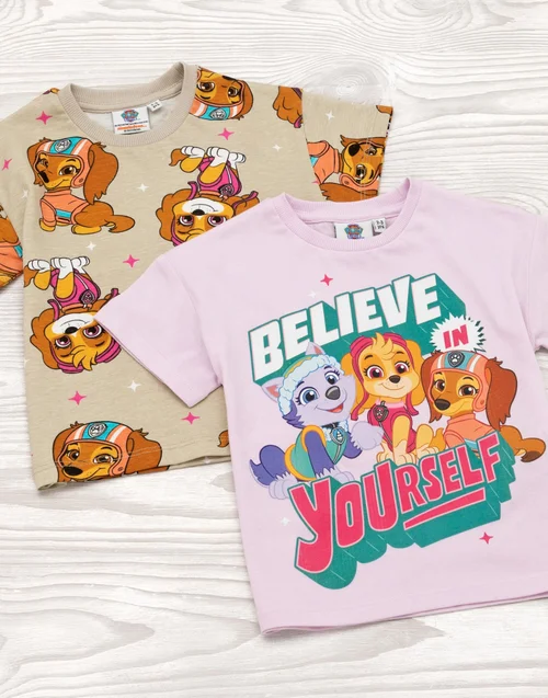 Vanilla Underground Paw Patrol Girls Multicoloured Believe In Yourself 2 Pack T-Shirts (2 - 7 Years) - Age 3-4 Years Image 4