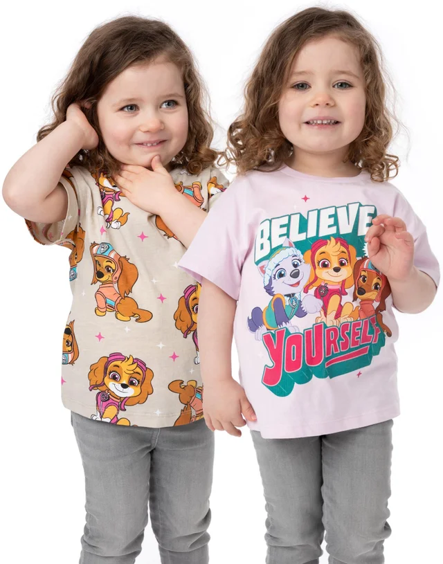 Vanilla Underground Paw Patrol Girls Multicoloured Believe In Yourself 2 Pack T-Shirts (2 - 7 Years)
