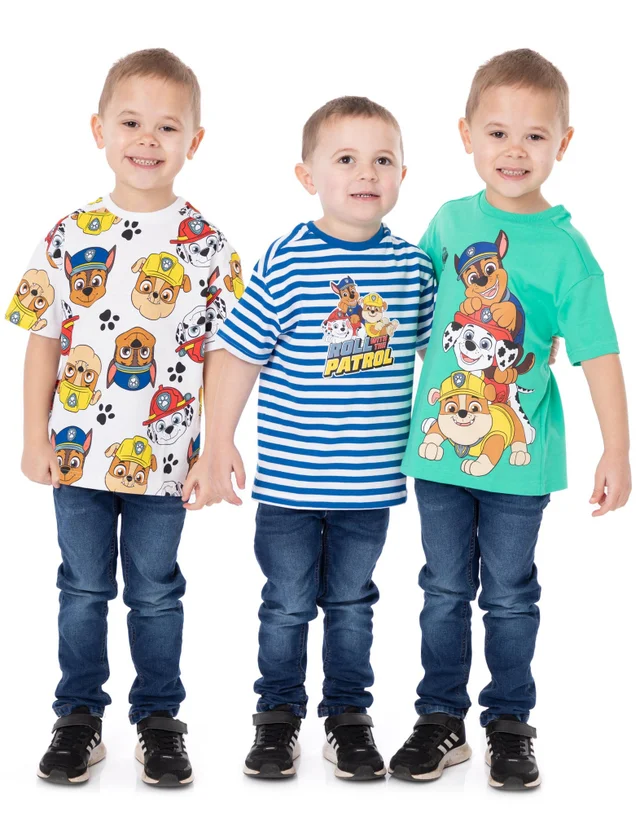 Vanilla Underground Paw Patrol Boys Multicoloured Character Pack of 3 T-Shirts (2 - 7 Years)