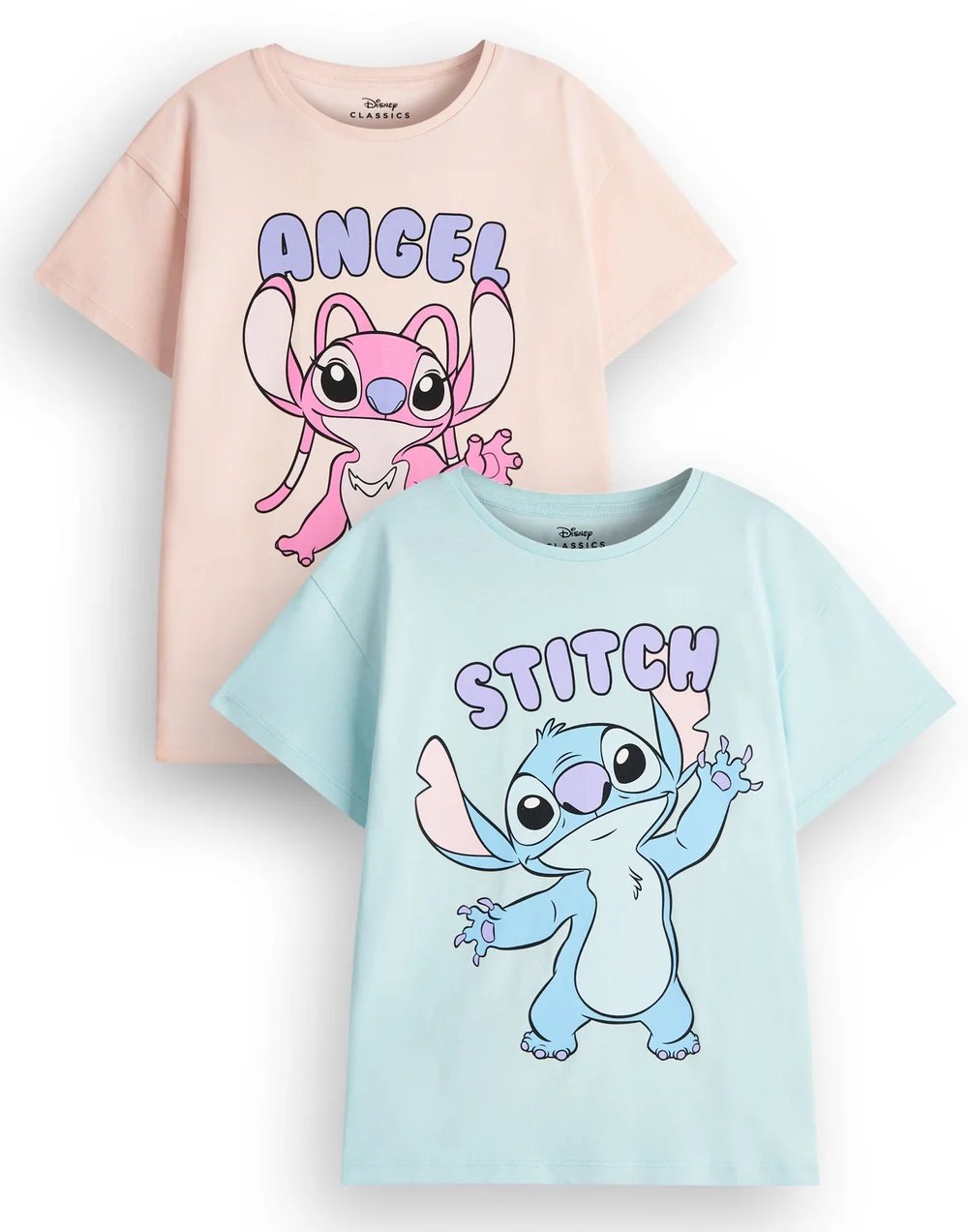 Vanilla Underground Disney Girls Multicoloured Stitch & Angel 2 Pack T-Shirts (5 - 14 Years) - Age 13-14 Years Image 1