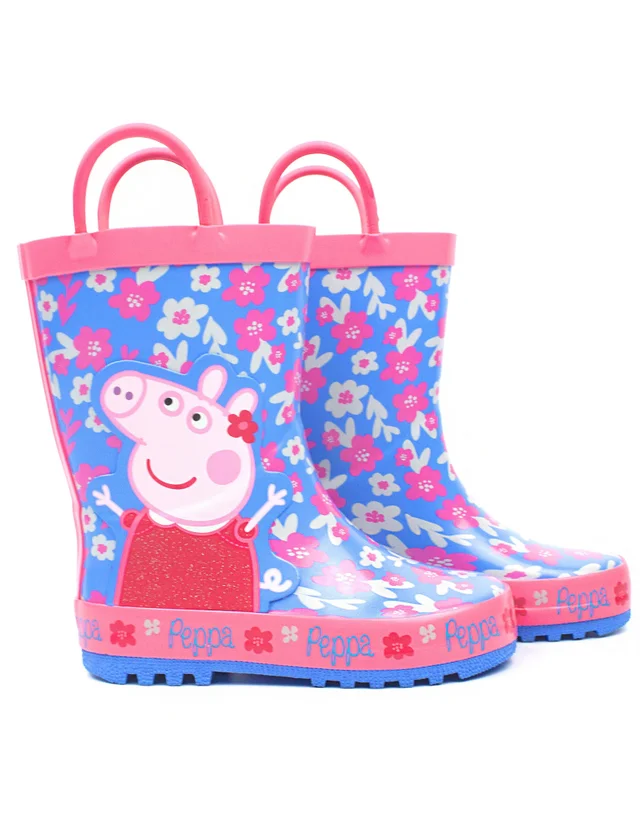Vanilla Underground Peppa Pig Girls Blue Peppa Pig Wellington Boots with Handles (4 - 10 Younger)