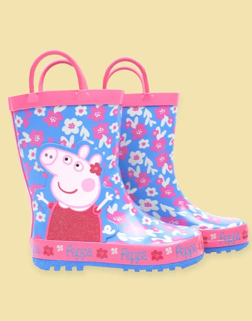 Vanilla Underground Peppa Pig Girls Blue Peppa Pig Wellington Boots with Handles (4 - 10 Younger) - Size 4 Infants Footwear Image 2